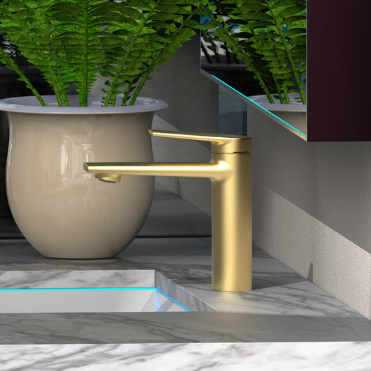 Robinet de baignoire indépendant Lisandro – Sortie d'eau en cascade – Nickel brossé