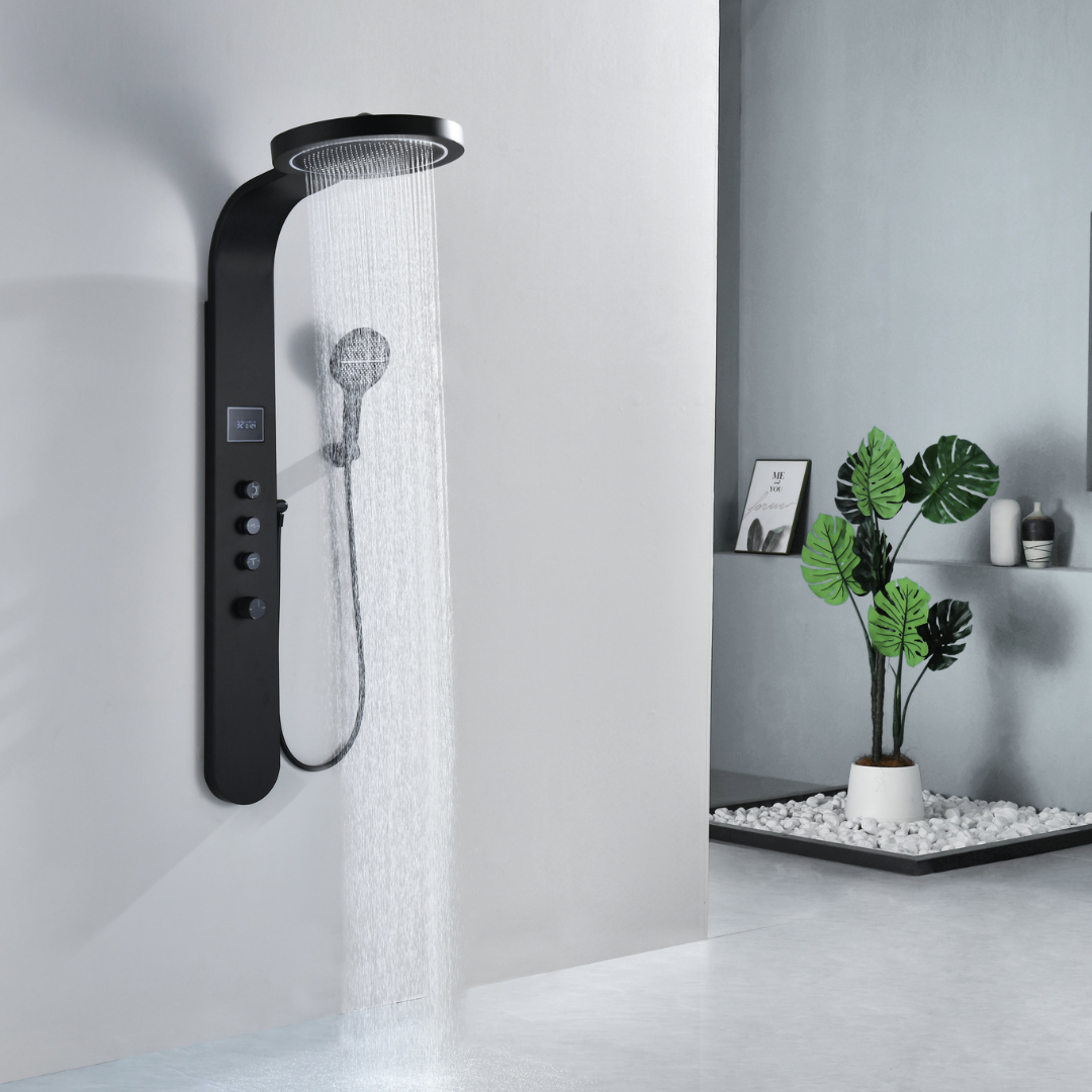 Robinet de baignoire indépendant Lisandro – Sortie d'eau en cascade – Nickel brossé