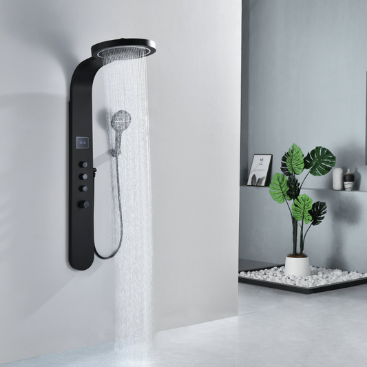 Robinet de baignoire indépendant Lisandro – Sortie d'eau en cascade – Nickel brossé