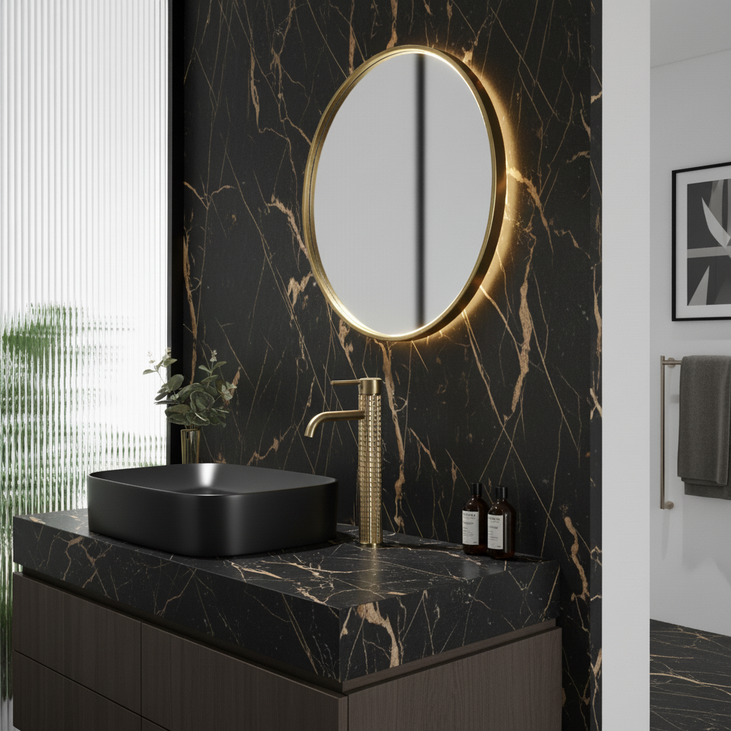 Hoge wastafelkraan Angelica - Brushed gold - 30,5 × 5,5 × 19 cm