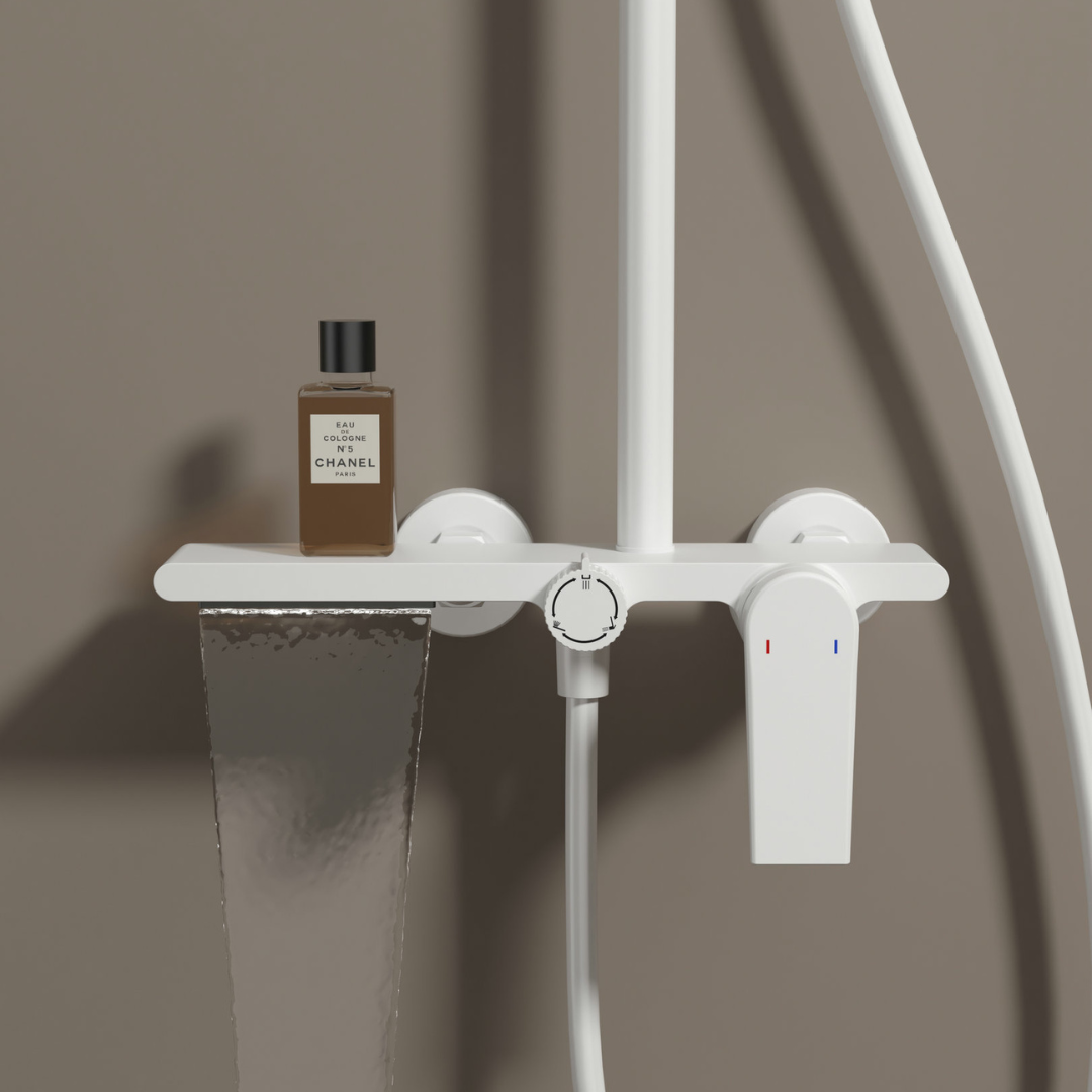 Robinet de baignoire indépendant Lisandro – Sortie d'eau en cascade – Nickel brossé