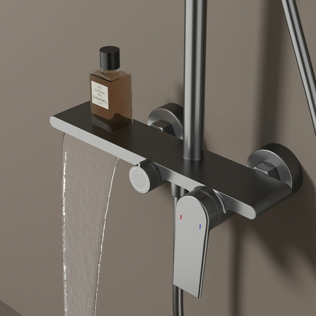 Robinet de baignoire indépendant Lisandro – Sortie d'eau en cascade – Nickel brossé
