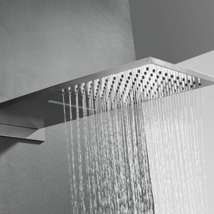 Ensemble de douche à effet pluie encastré thermostatique Isabella - Cascade - Gris gunmetal