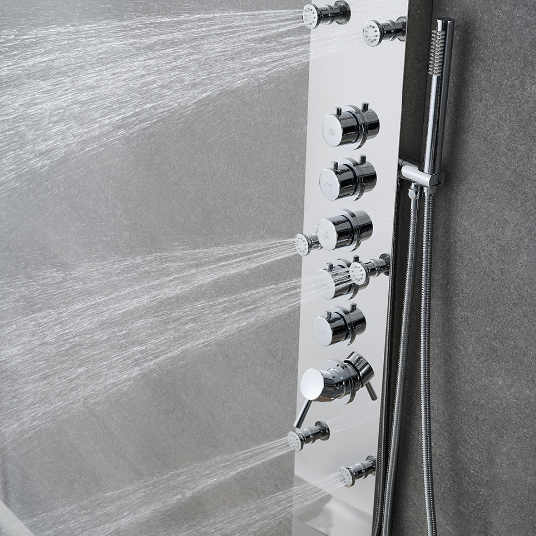Robinet de baignoire indépendant Lisandro – Sortie d'eau en cascade – Nickel brossé