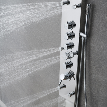 Robinet de baignoire indépendant Lisandro – Sortie d'eau en cascade – Nickel brossé