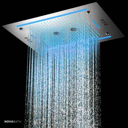 6-in-1 Thermostatische Inbouw Regendoucheset Marino – Bluetooth & Speakers – LED Verlichting – Massagejets - Chrome