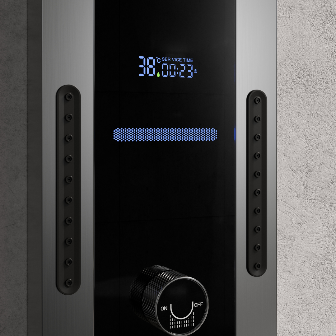 Panneau de douche thermostatique Marcelo – Affichage numérique - Noir mat