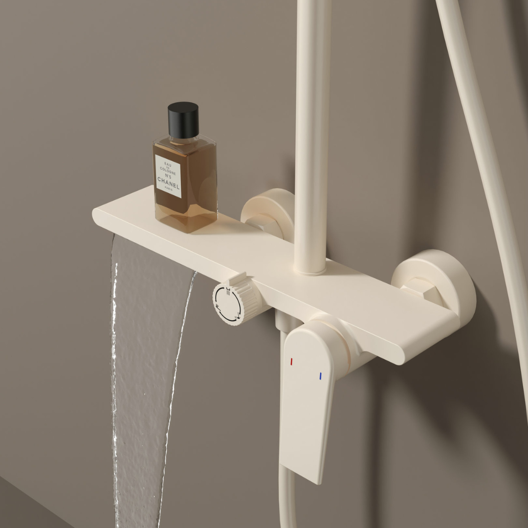 Robinet de baignoire indépendant Lisandro – Sortie d'eau en cascade – Nickel brossé