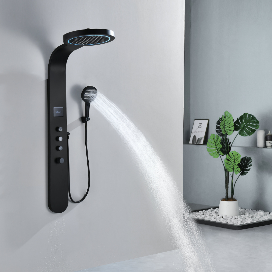 Robinet de baignoire indépendant Lisandro – Sortie d'eau en cascade – Nickel brossé