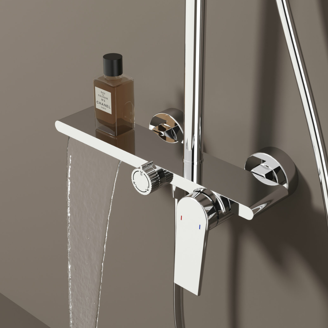 Robinet de baignoire indépendant Lisandro – Sortie d'eau en cascade – Nickel brossé