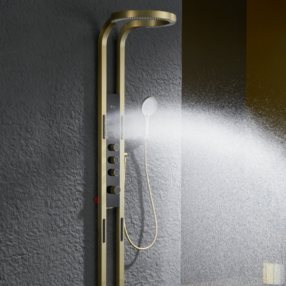 Panneau de douche thermostatique Marcelo – Affichage numérique - Or brossé