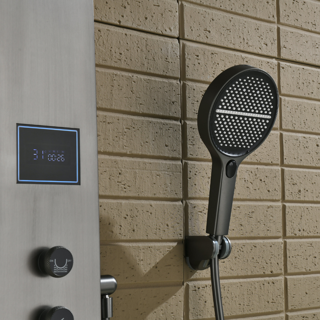 Robinet de baignoire indépendant Lisandro – Sortie d'eau en cascade – Nickel brossé
