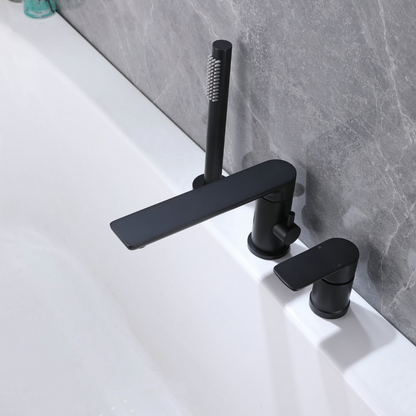 Robinet de baignoire indépendant Lisandro – Sortie d'eau en cascade – Nickel brossé