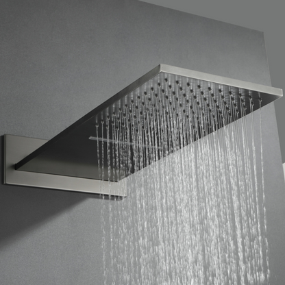 Ensemble de douche à effet pluie encastré thermostatique Isabella - Cascade - Gris gunmetal