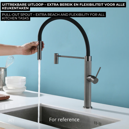 Robinet de cuisine semi-professionnel Angelica – Bec rétractable – Gris gunmetal