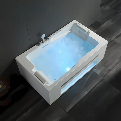 Opbouw Massagebad – Milan – Glans Blanc – Haut-parleurs Bluetooth - 180x107x60 cm