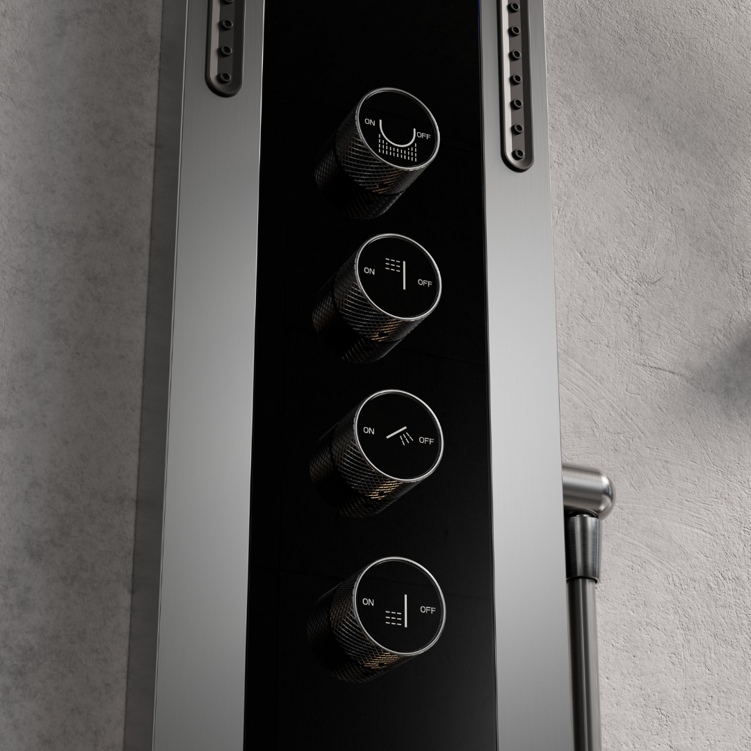 Panneau de douche thermostatique Marcelo – Affichage numérique - Gris gunmetal