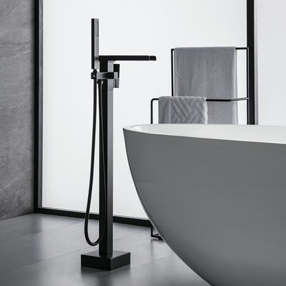 Robinet de baignoire indépendant Lisandro – Sortie d'eau en cascade – Noir mat