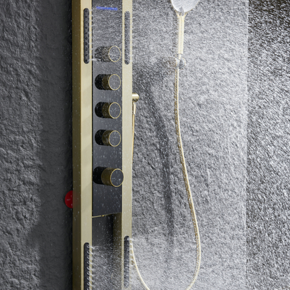 Panneau de douche thermostatique Marcelo – Affichage numérique - Or brossé