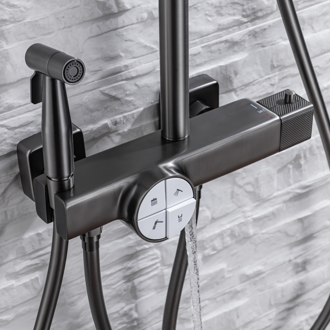 Thermostatische opbouw regendoucheset- Angelo - Gunmetal grey
