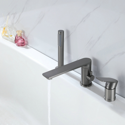 Robinet de baignoire indépendant Lisandro – Sortie d'eau en cascade – Nickel brossé