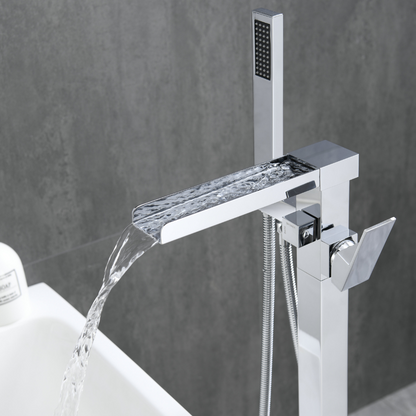 Robinet de baignoire indépendant Lisandro – Sortie d'eau en cascade – Chrome