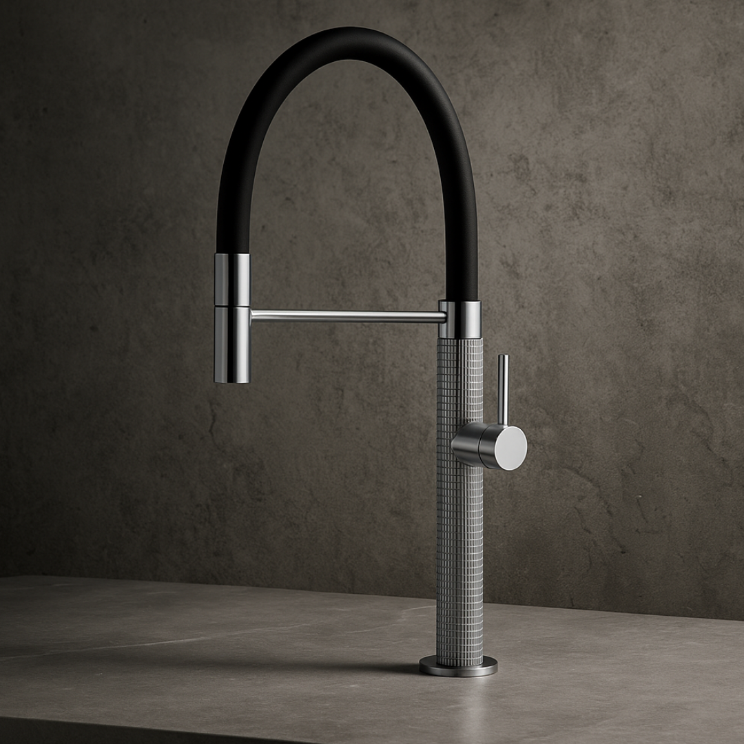 Robinet de cuisine semi-professionnel Angelica – Bec rétractable – Gris gunmetal