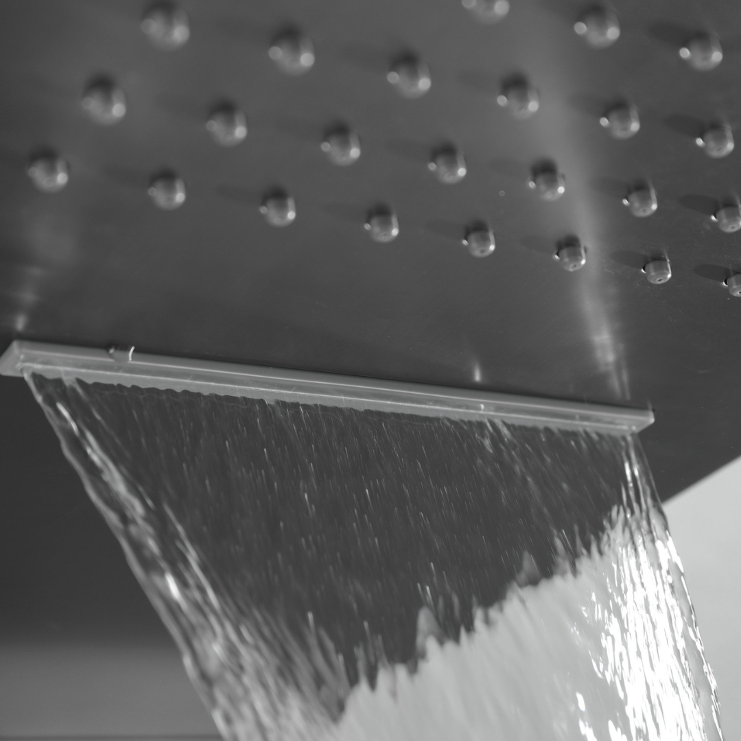 Ensemble de douche à effet pluie encastré thermostatique Isabella - Cascade - Gris gunmetal
