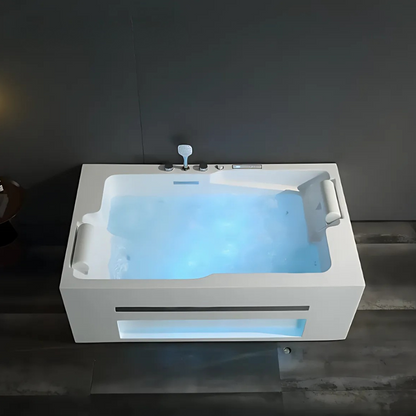 Opbouw Massagebad – Milan – Glans Blanc – Haut-parleurs Bluetooth - 180x107x60 cm