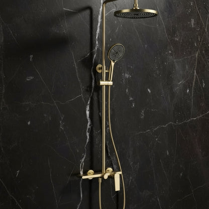 Opbouw regendoucheset Cynthia - Brushed gold - 130 × 35 × 25 cm