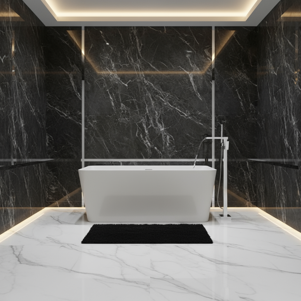 Vrijstaande Badkraan Lisandro – Watervaluitloop –  Chrome - 87 × 22 × 15 cm