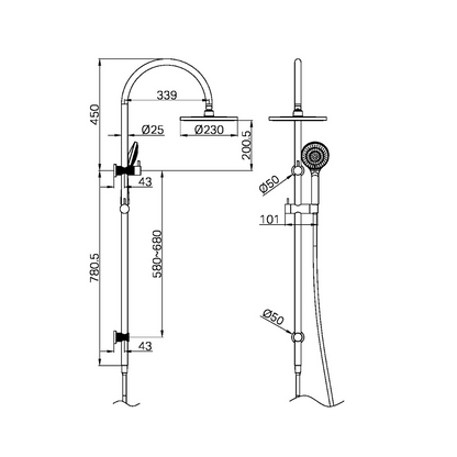 Regendoucheset Valencia – Brushed Bronze - Air shower - Met inbouwmengkraan