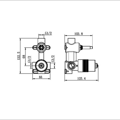 Inbouw mengkraan met diverter – Portofino - 2-gats - Brushed gold