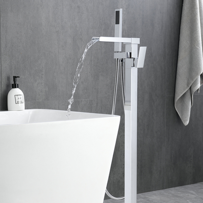 Robinet de baignoire indépendant Lisandro – Sortie d'eau en cascade – Chrome
