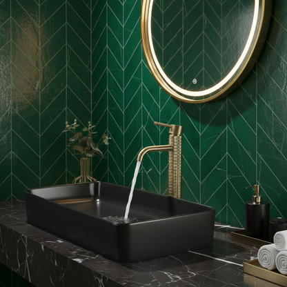 Hoge wastafelkraan Angelica - Brushed gold - 30,5 × 5,5 × 19 cm