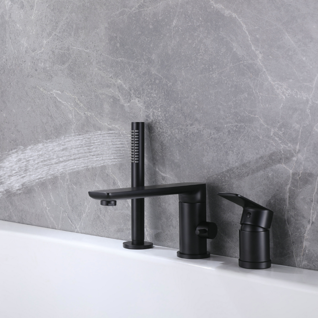 Robinet de baignoire indépendant Lisandro – Sortie d'eau en cascade – Nickel brossé