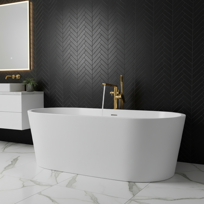 Vrijstaande badkraan Emilia - Brushed gold - 88 × 22 × 16 cm