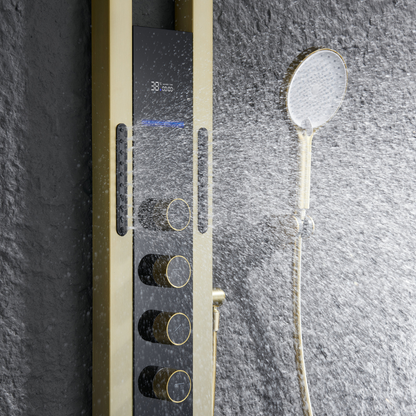 Panneau de douche thermostatique Marcelo – Affichage numérique - Or brossé