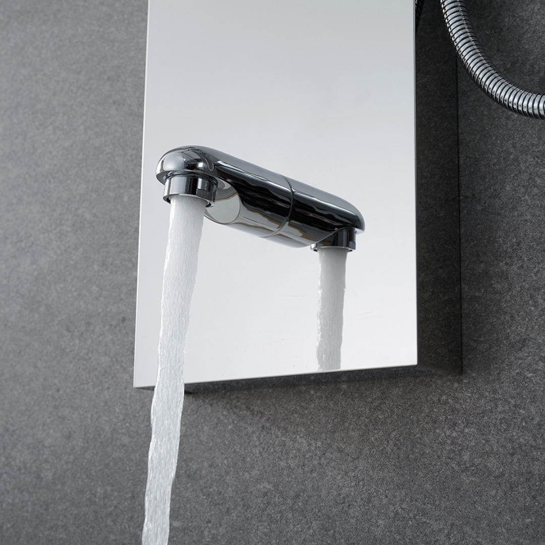 Robinet de baignoire indépendant Lisandro – Sortie d'eau en cascade – Nickel brossé