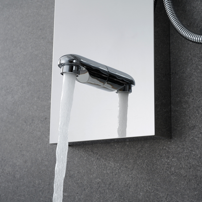 Robinet de baignoire indépendant Lisandro – Sortie d'eau en cascade – Nickel brossé