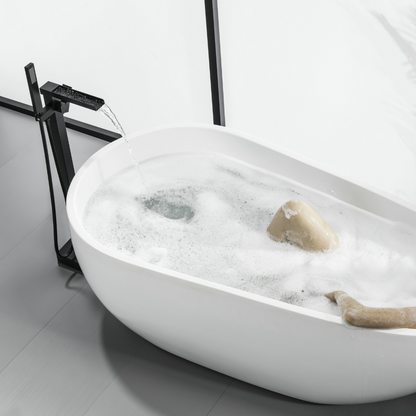 Robinet de baignoire indépendant Lisandro – Sortie d'eau en cascade – Noir mat