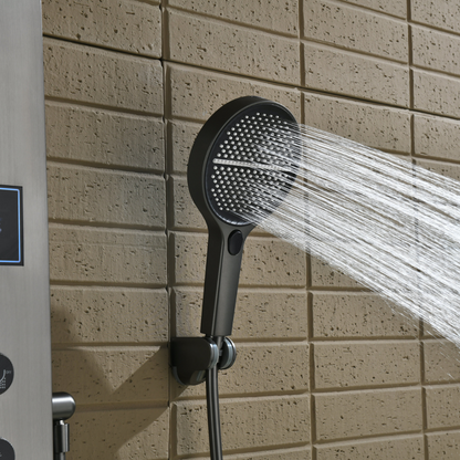 Robinet de baignoire indépendant Lisandro – Sortie d'eau en cascade – Nickel brossé