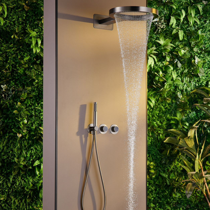Ensemble de douche à effet pluie encastré thermostatique – Marino – Cascade & Douche à main – Régulation numérique – Gunmetal Grey