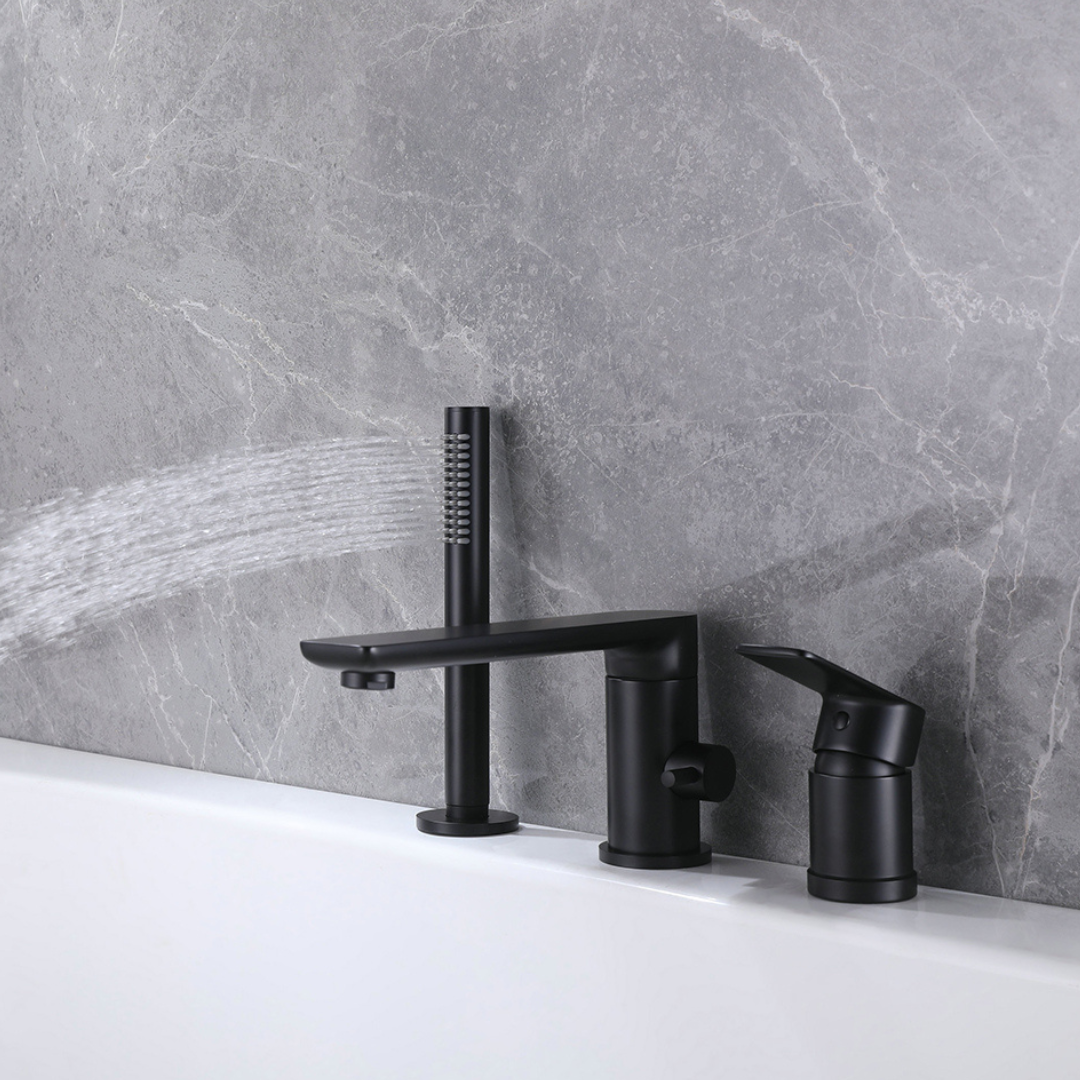 Robinet de baignoire indépendant Lisandro – Sortie d'eau en cascade – Nickel brossé
