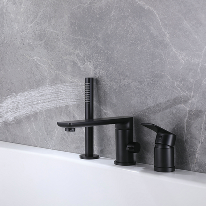 Robinet de baignoire indépendant Lisandro – Sortie d'eau en cascade – Nickel brossé