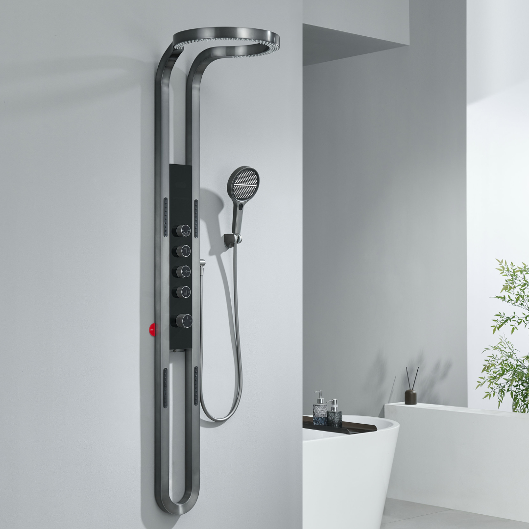 Panneau de douche thermostatique Marcelo – Affichage numérique - Gris gunmetal