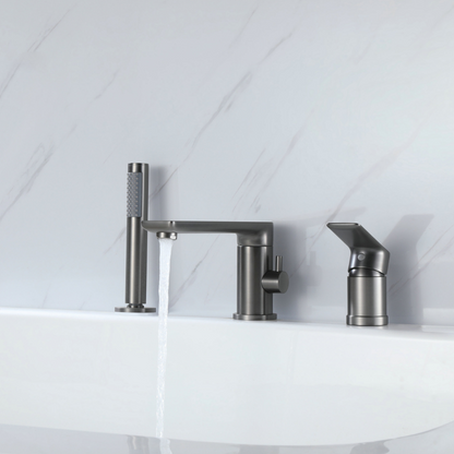 Robinet de baignoire indépendant Lisandro – Sortie d'eau en cascade – Nickel brossé