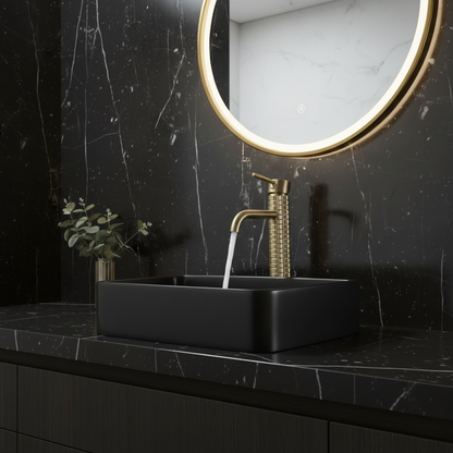 Hoge wastafelkraan Angelica - Brushed gold - 30,5 × 5,5 × 19 cm