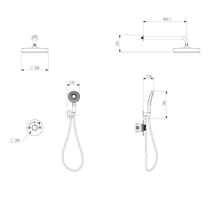 Inbouw Regendoucheset Amalia - Matte black