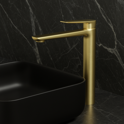 Hoge wastafelkraan Diego  – Brushed gold - 27,5 × 16,6 × 22,3 cm